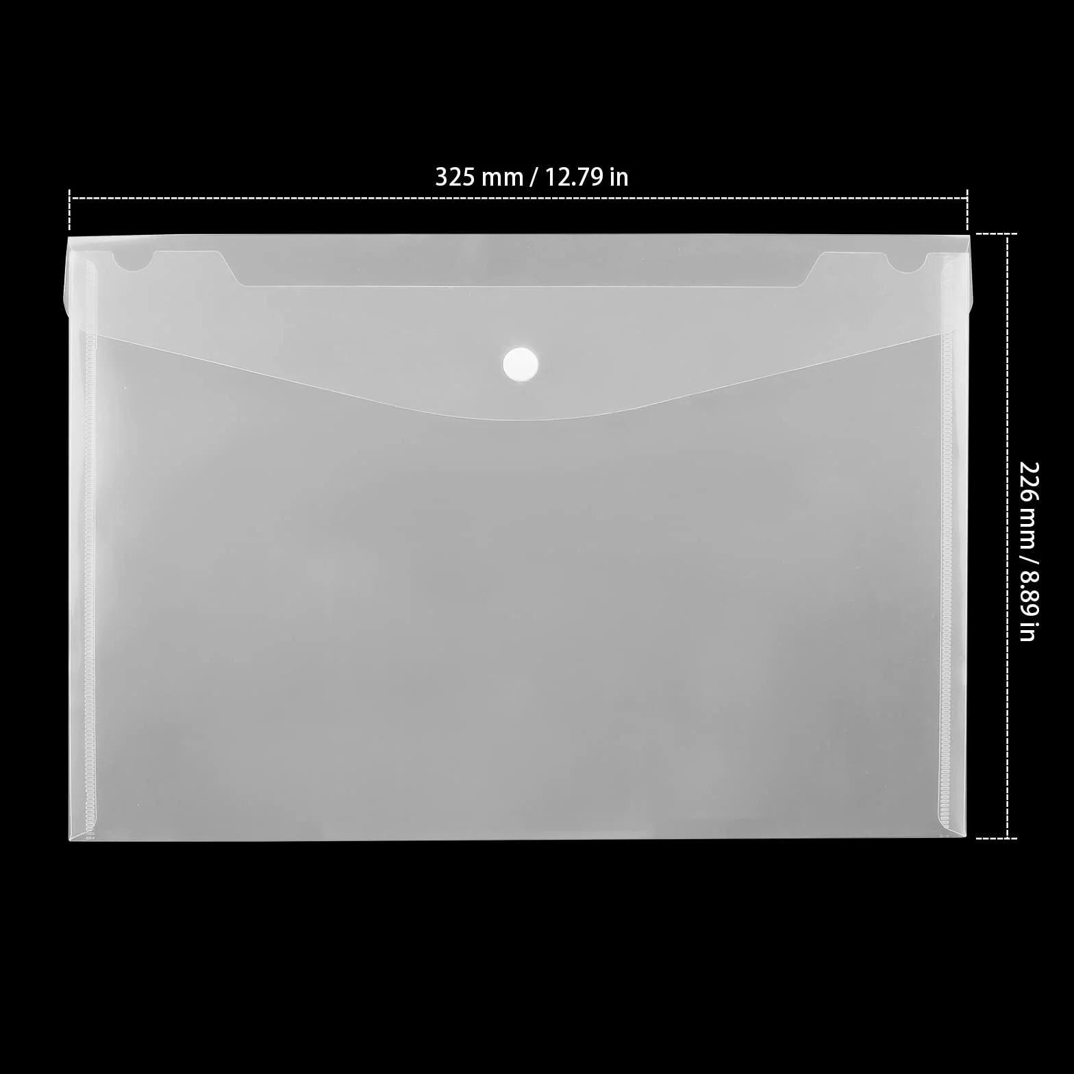 Paquete de 100 Carpetas Transparentes A4, Sobres de Plástico con Botón de Presión 226 x 325 mm