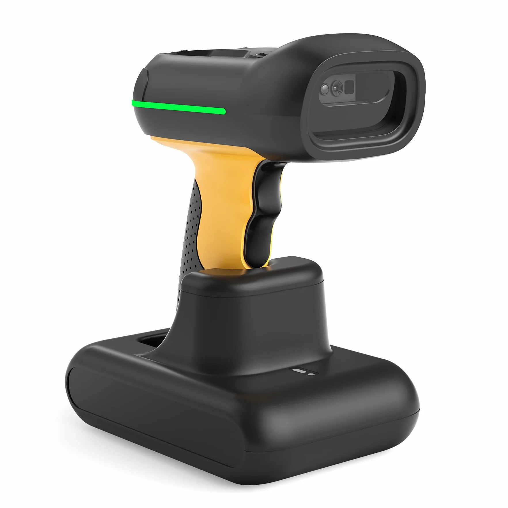 Inateck Escáner de Códigos de Barras Industrial Inalámbrico, Escáner 2D QR con Base de Carga Inteligente, IP67 Impermeable y a Prueba de Polvo, Batería 2600mAh, Escáner Manual con App & SDK, BCST-75S