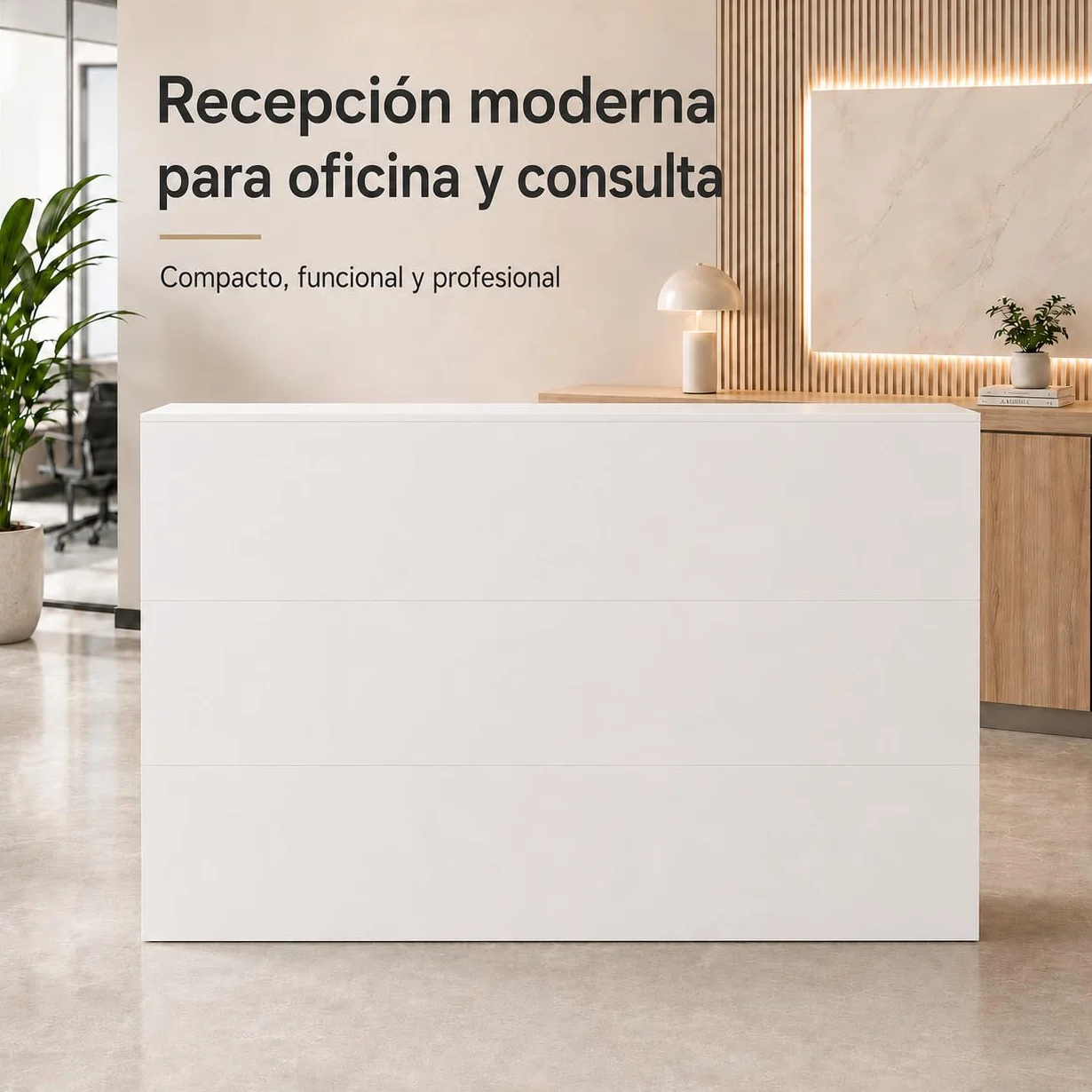 Mostrador de Recepción Blanco en L 142cm Caja Esquinera con Cajón de Teclado, Soporte para PC, Cajón con Llave y 5 Compartimentos 142×82×123cm