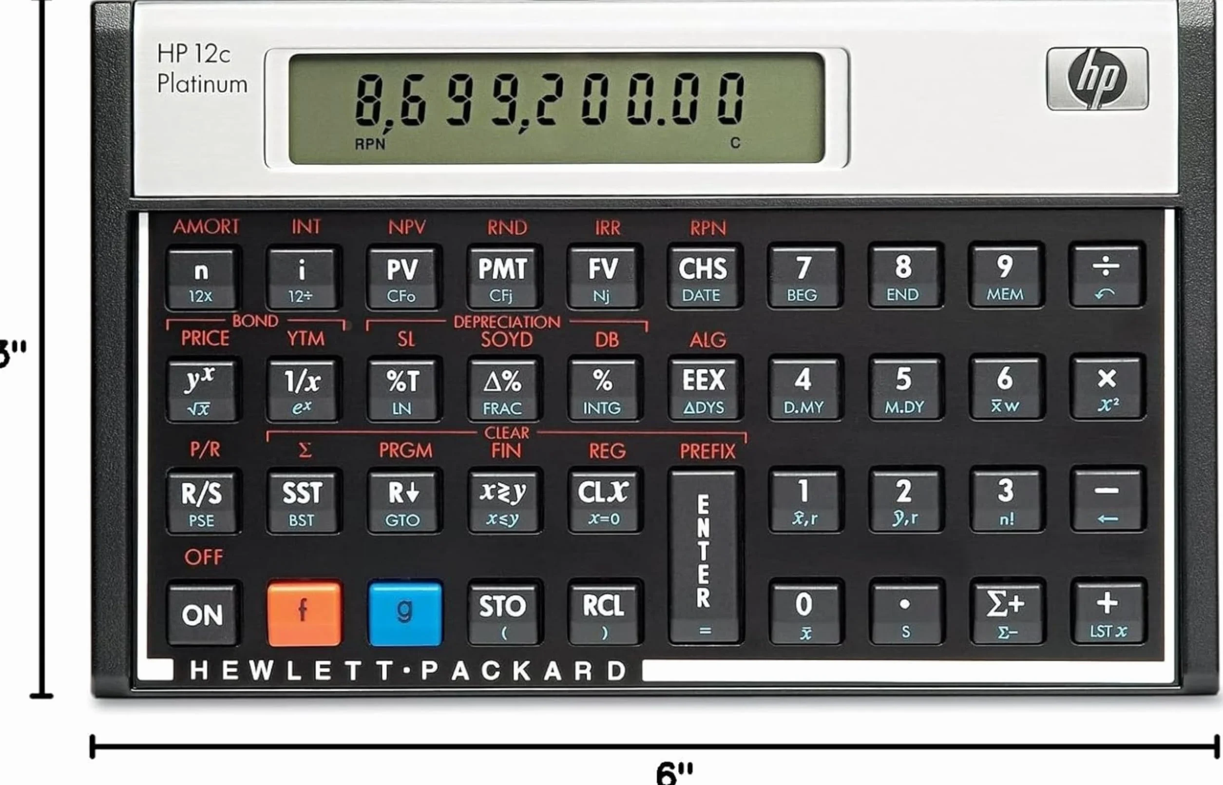 HP 12c Financial Programmable Calculator - Calculadora (Escritorio, Financiero, Negro, 1 CR2032, 1 CR2032 battery, 116g)