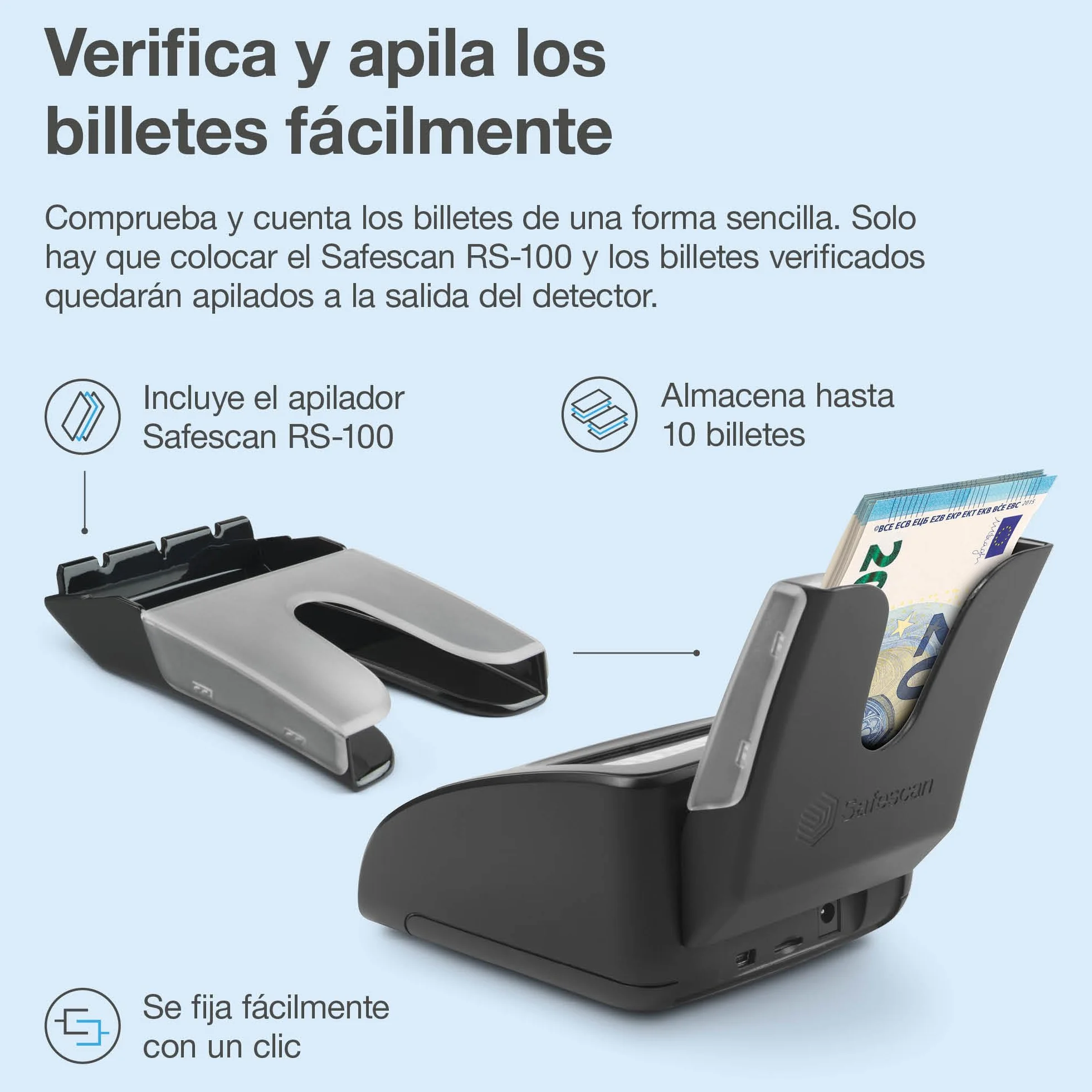 Safescan 155-S detector de billetes falsos portátil 7 puntos de detección