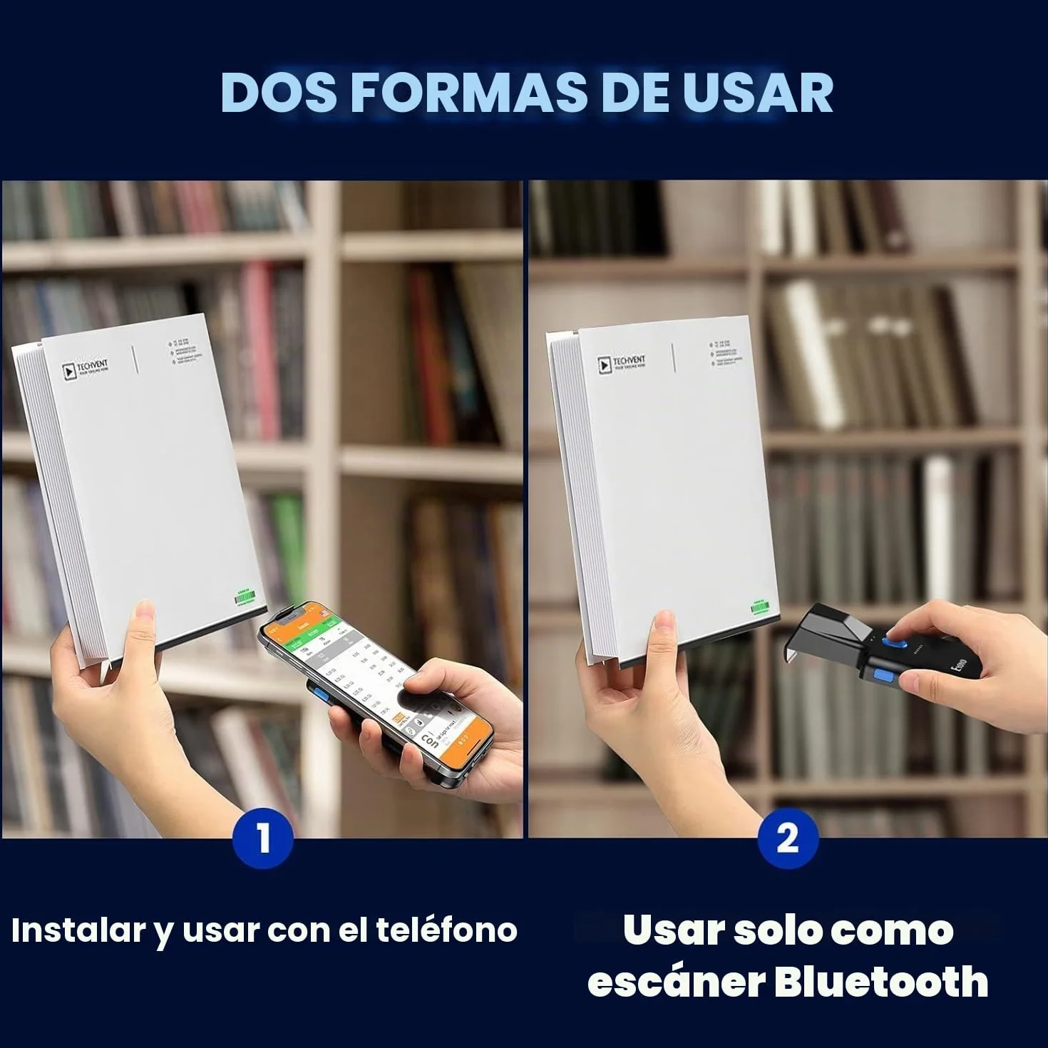 Eyoyo 2D Backclip Bluetooth Barcode Scanner, Lector de código de Barras para teléfono con Clip Trasero, escáner de código inalámbrico QR 1D con batería de 1600 mAh Compatible con Android, iOS, iPhone
