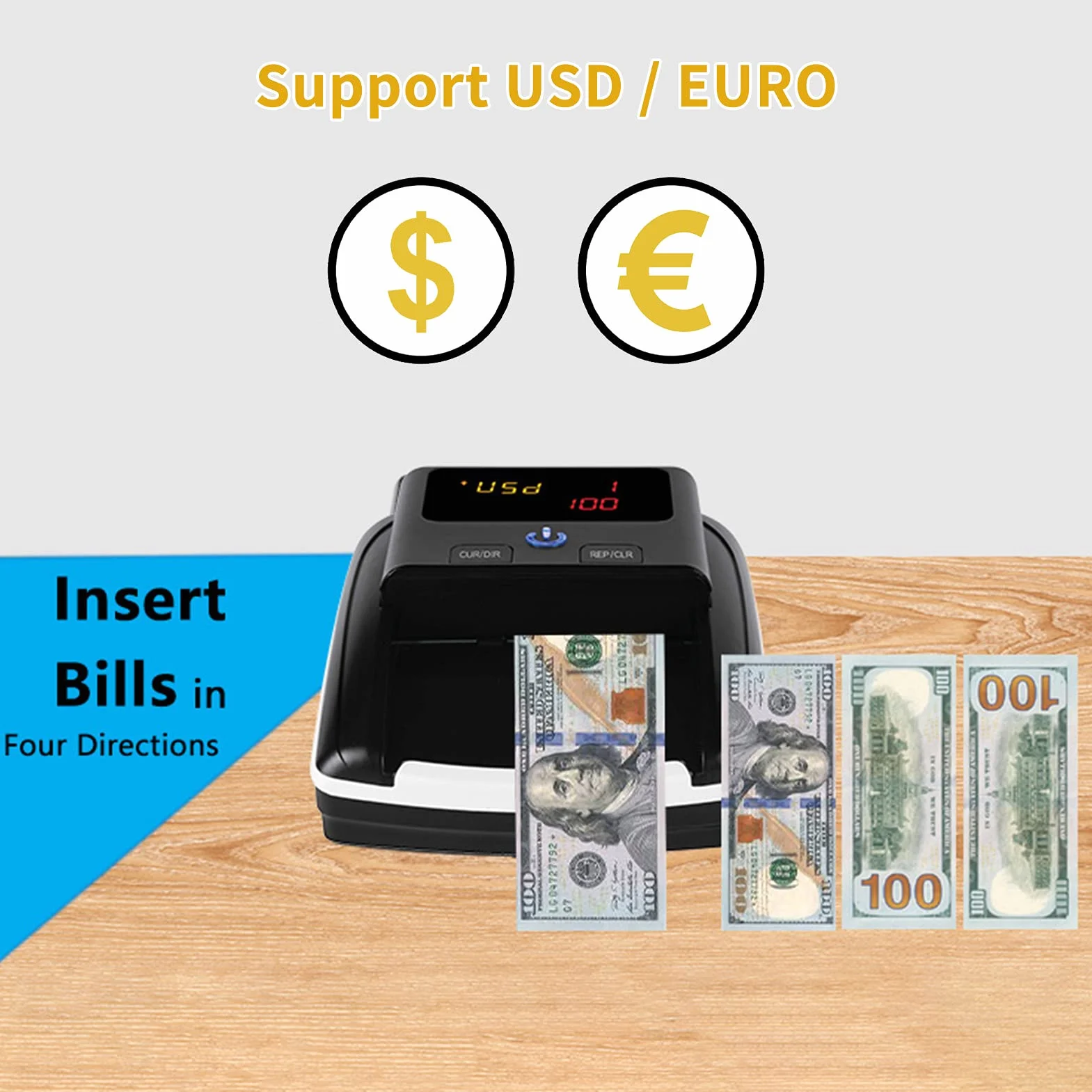 Detector de Billetes Falsos Portátil UV MG IR Imagen Calidad del Papel para EURO