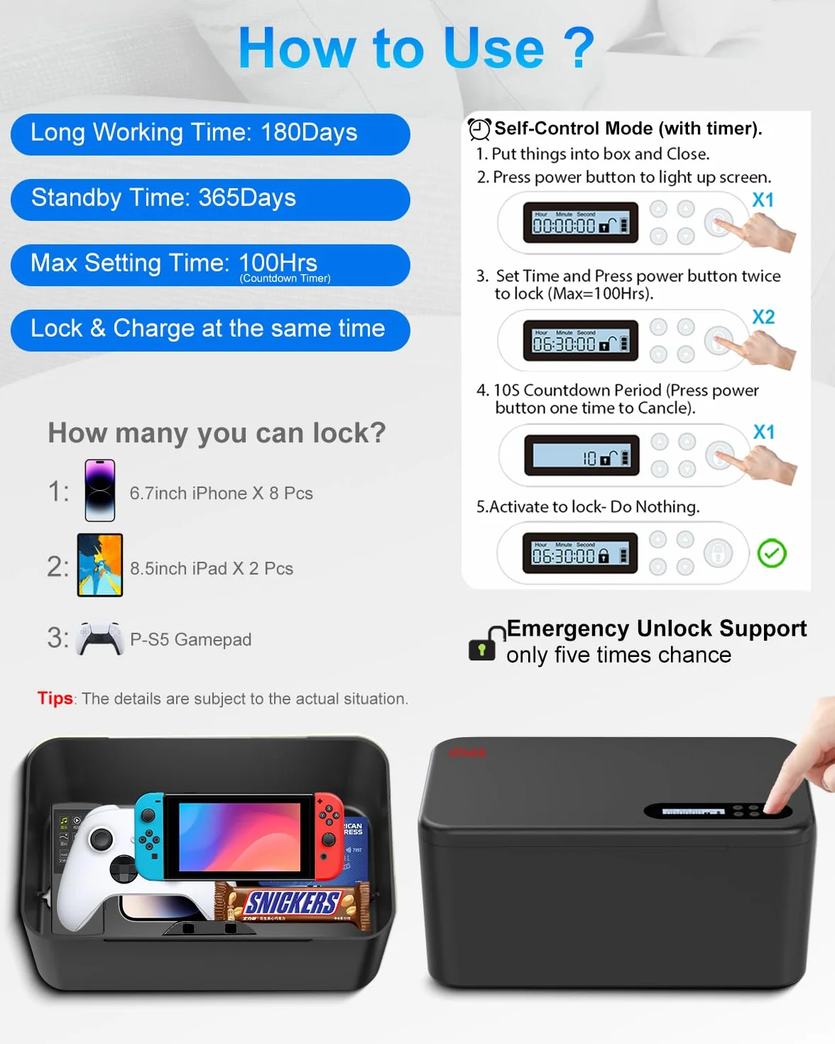 iDiskk Caja de Seguridad con Temporizador para Teléfonos - Negro