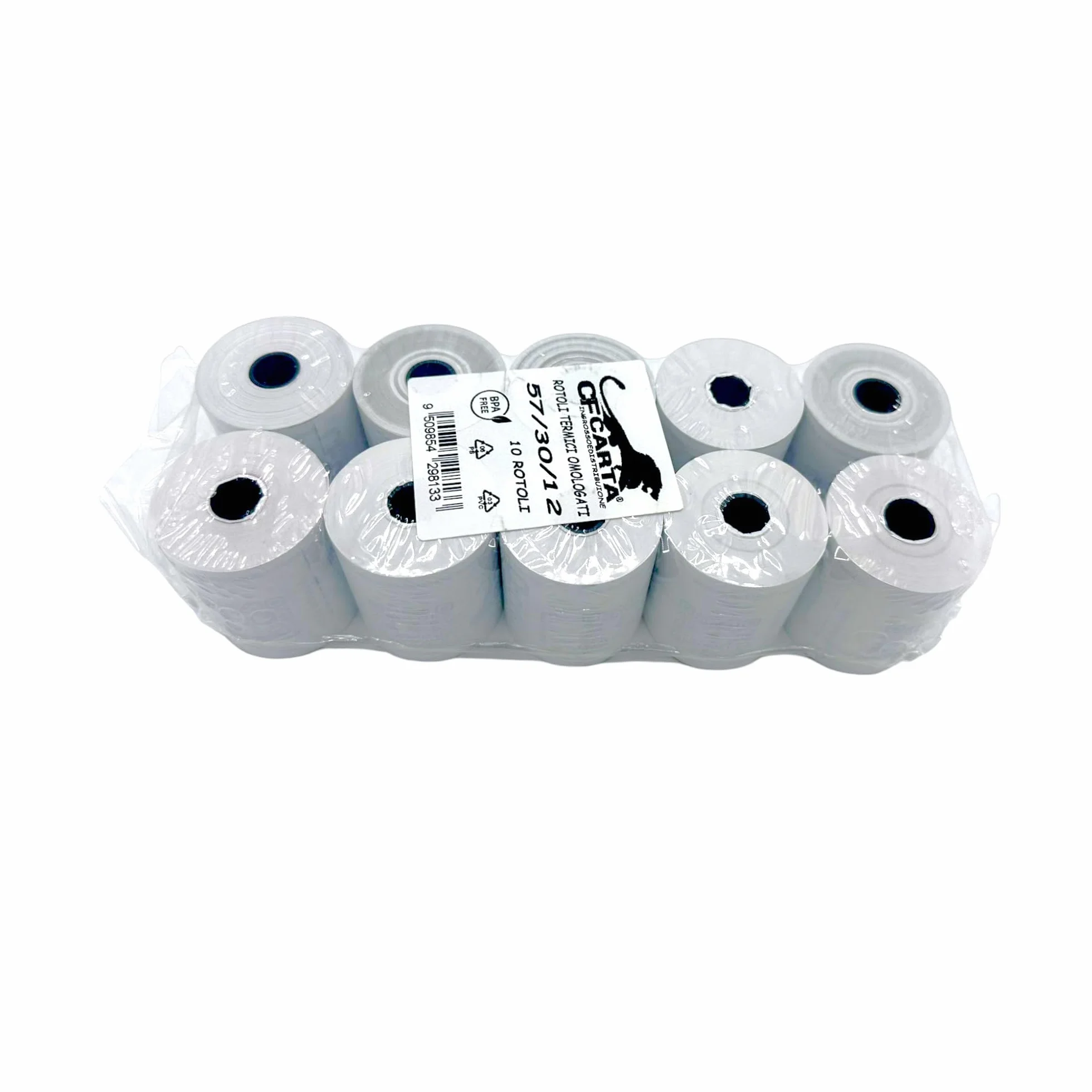 Rollos térmicos para caja, rollos homologados para recibos de 57 mm x 30 metros de longitud, paquete de 100, rollos impresora térmica, papel impresora térmica