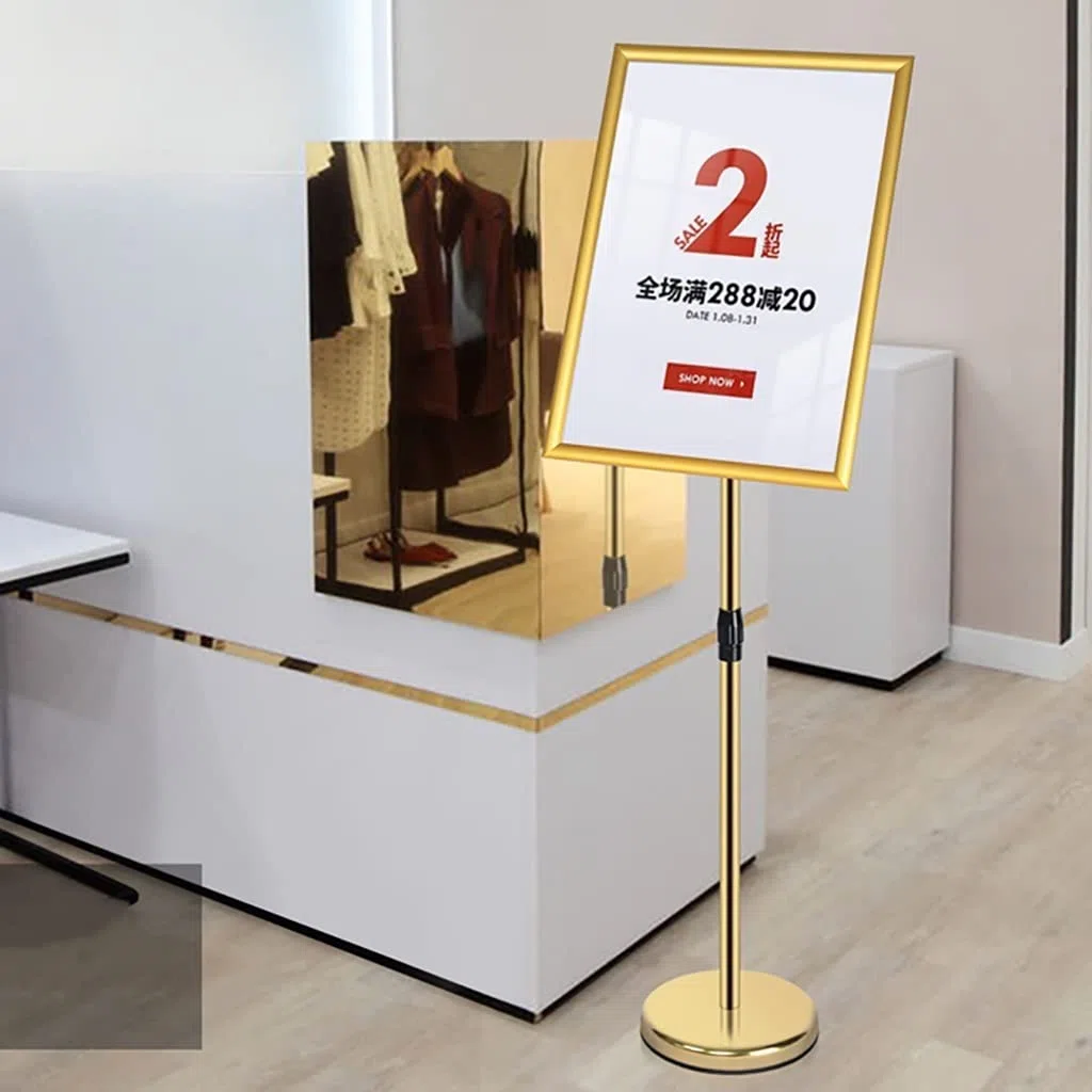 Soporte de póster A2, soporte de aluminio ajustable para menú, soporte de letrero de pie para bodas, espectáculos, exhibición, publicidad, ventas de exhibición