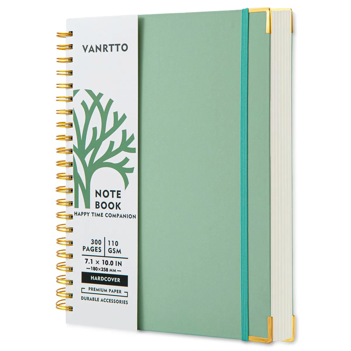 Cuaderno de espiral de tapa dura, cuadernos B5 con rayas universitarias, cuadernos de papel grueso de 110 g/m² para trabajo, escuela y viajes, diarios de 300 páginas para escribir, diario grande para