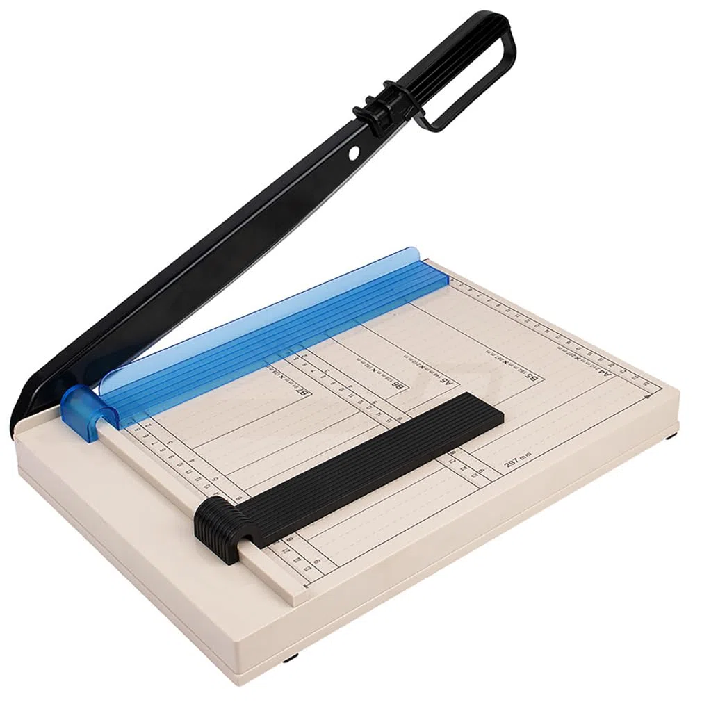 Cortador y recortador de papel con protector de seguridad, capacidad de 15 hojas, base de metal resistente, perfecto para cartulina, cartón, vinilo, manualidades y fotos, guía magnética incluida