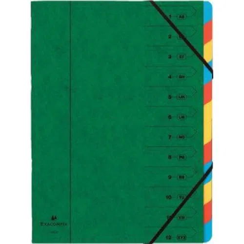 Juego de 8 clasificador grapado para tarjeta brillante, 12 compartimentos, color verde