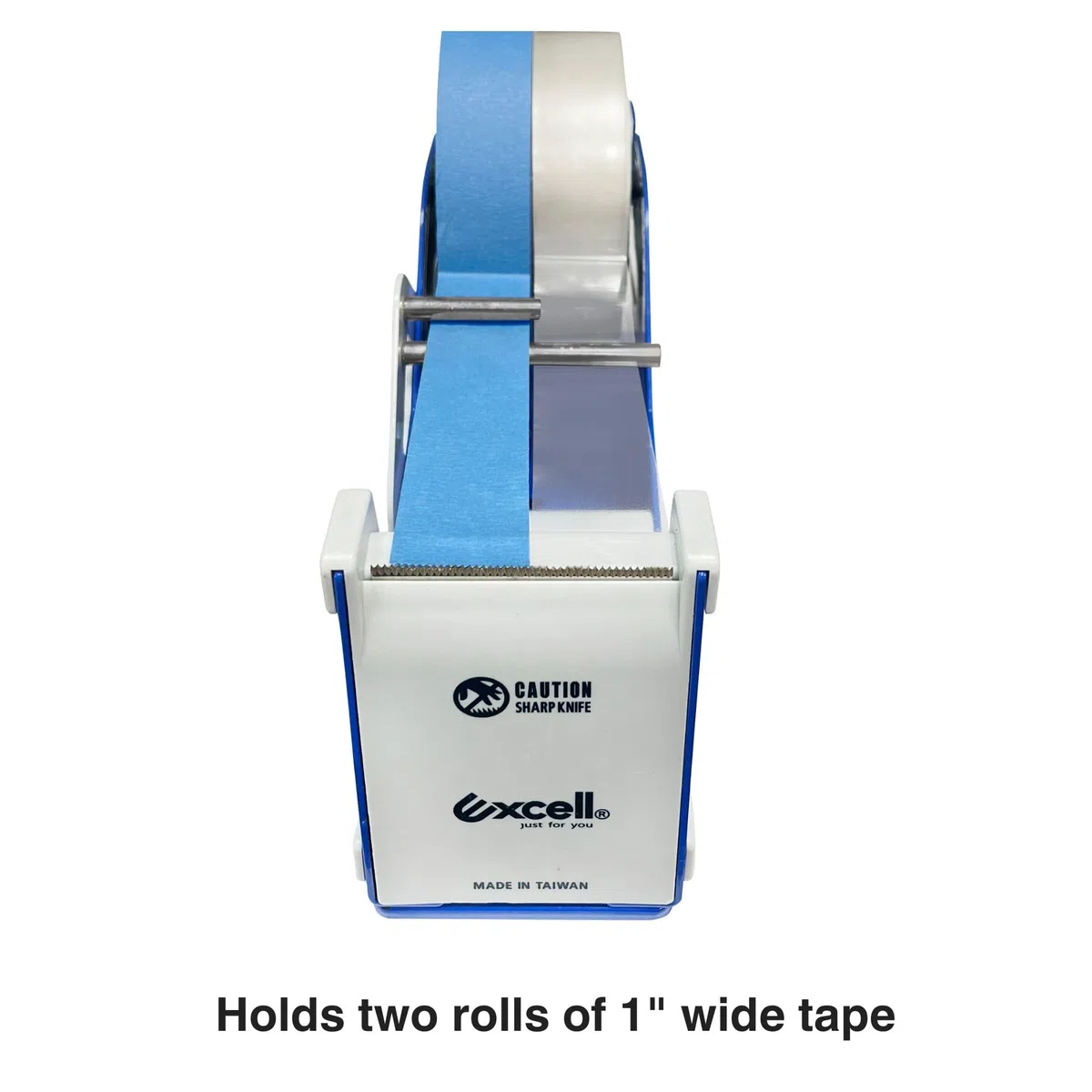 Excell Deluxe EX-2272 - Dispensador de cinta de escritorio con barras separadoras de metal escalonadas, 2 pulgadas de ancho, núcleo de 3 pulgadas