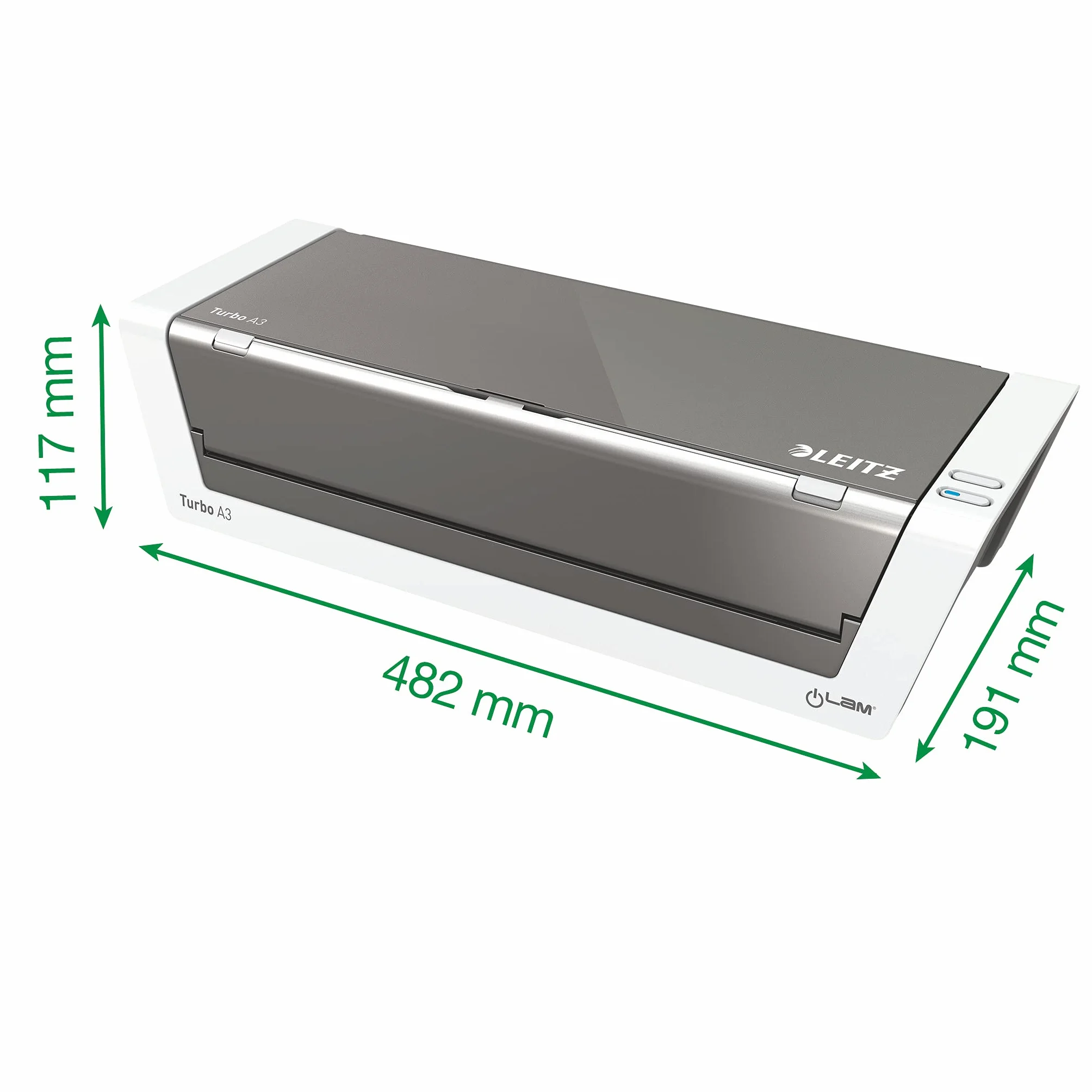 Leitz 75200000 - Plastificadora A3 iLAM Touch 2 Turbo, Alta Velocidad 1500 mm/min, Sensor Inteligente, Automática, Para Uso Profesional Intensivo, Compatible 80-250 Micras, Blanco/Antracita