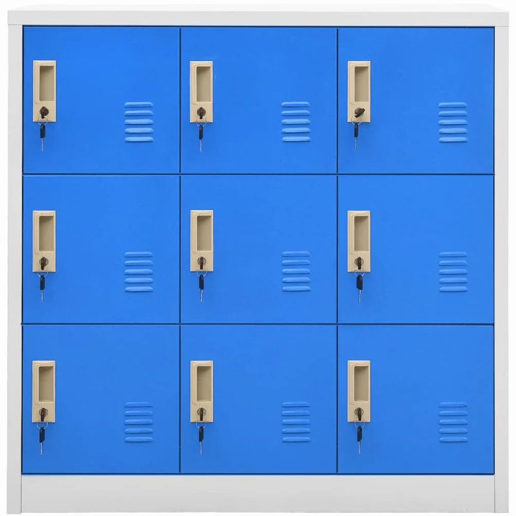 vidaXL Armario Taquilla Casillero Escuela Libros Archivos Almacenamiento Oficina Archivador Habitación de Acero Gris Claro y Azul 90x45x92,5 cm
