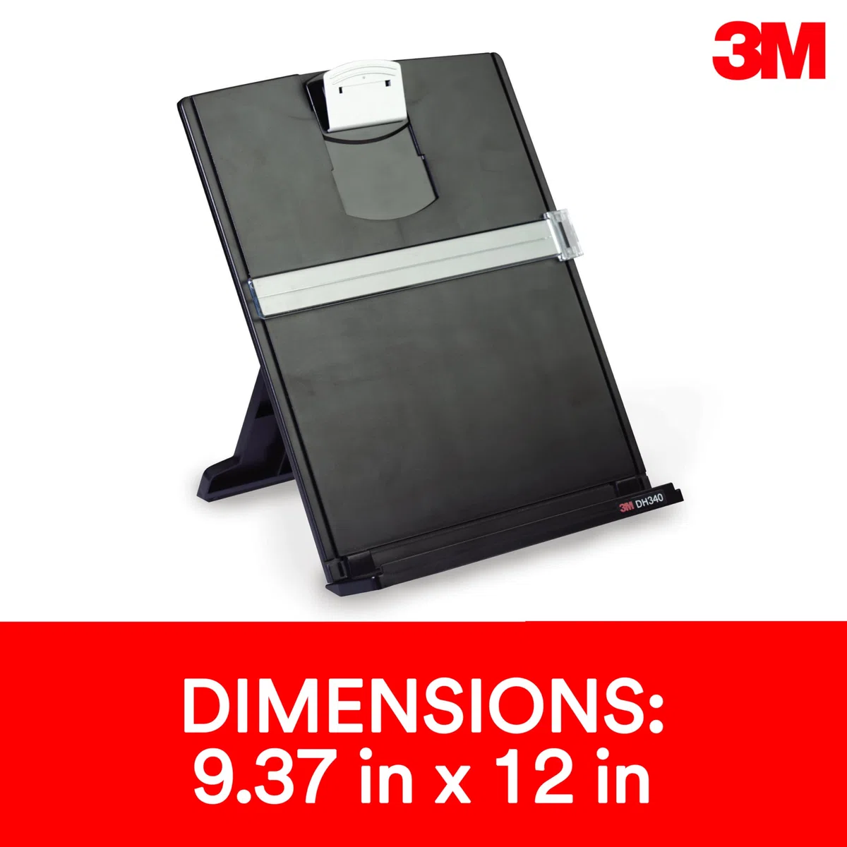 3M Soporte para documentos de escritorio, clip ajustable para documentos verticales y horizontales para una fácil visualización, la repisa inferior tiene borde para mantener hasta 150 hojas en su