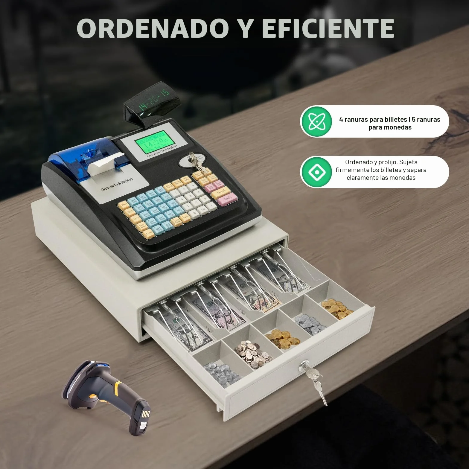Caja registradora electrónica supermercado quiosco venta al por menor sistema POS con 48 teclas y doble pantalla Pos-cajas registradoras Soporte de mesa para restaurantes supermercados mayoristas