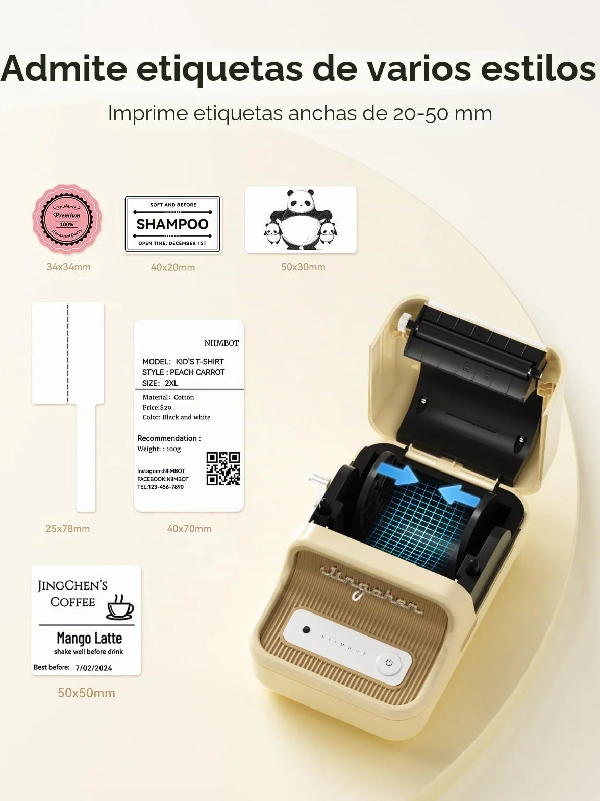 NIIMBOT B21 Etiquetadora Bluetooth 20-50 mm Blanco Cremoso