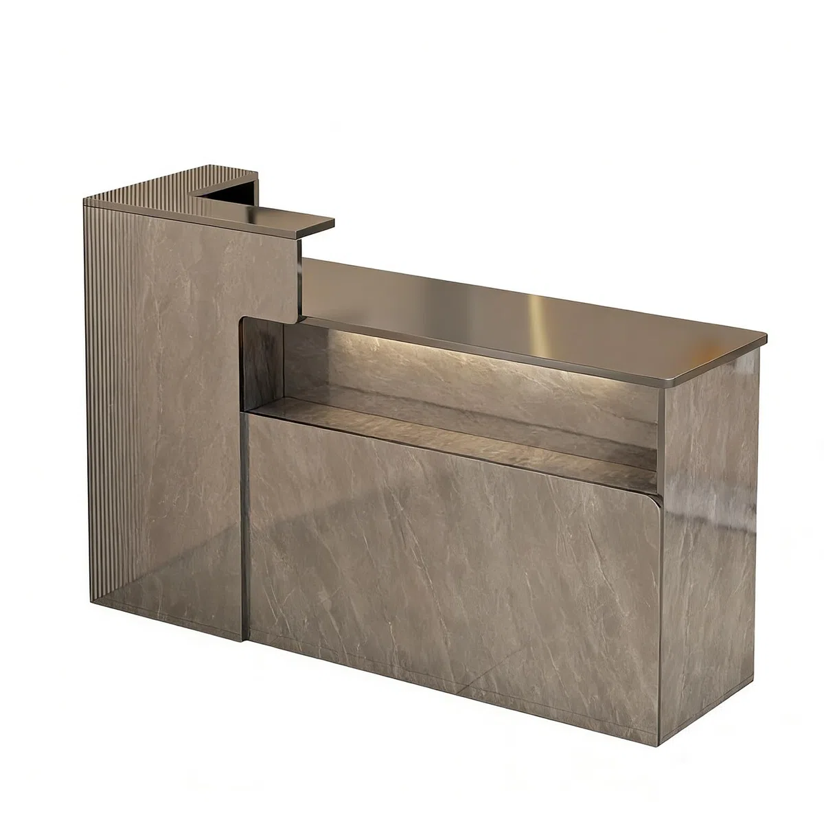 Mostrador de recepción Profesional, cajones con Cerradura, Armario con Puertas, estantes de exhibición iluminados for clínica/Hotel/salón de Belleza(Black - Left,140cm)