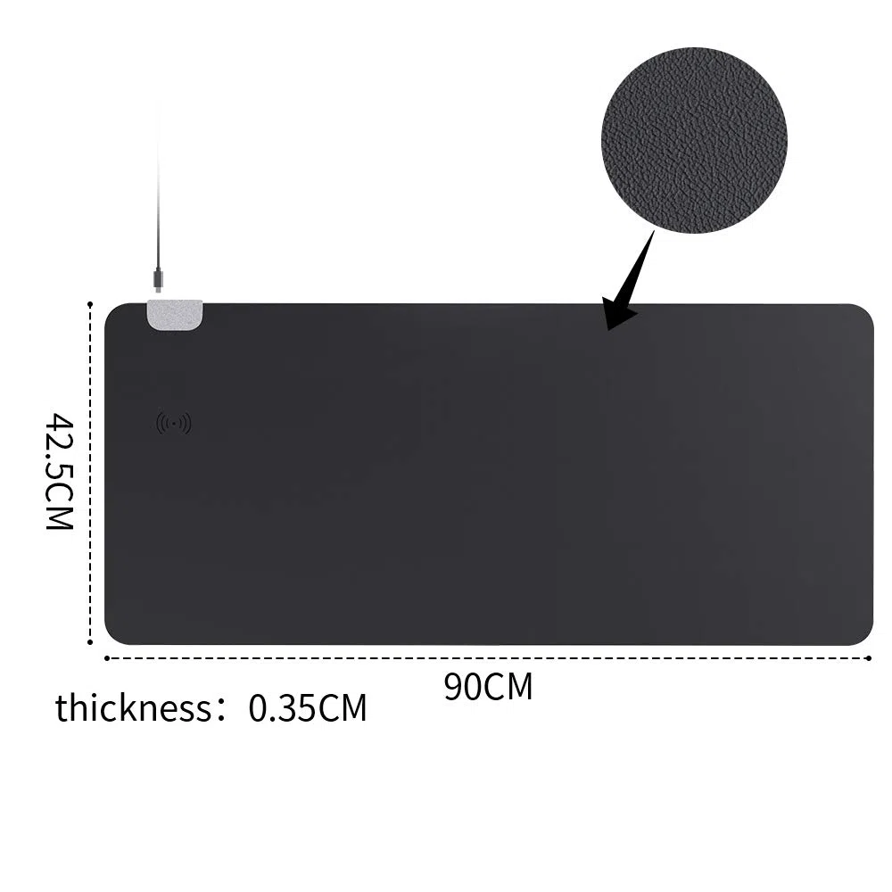 KINGFOM Alfombrilla de Escritorio, Tapete Escritorio Cuero, Alfombrilla Escritorio Ordenador 90X42.5CM (Negro)
