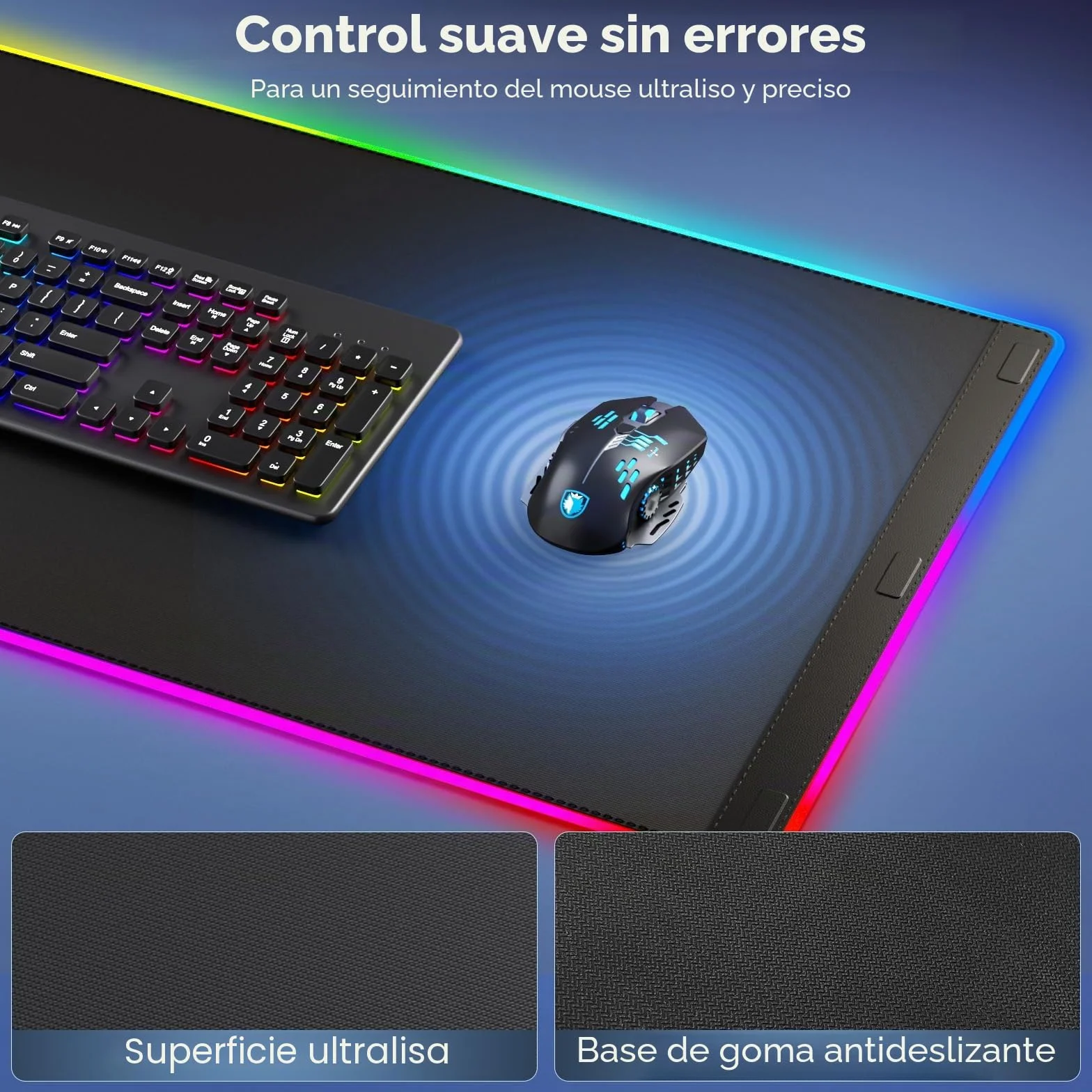 KDD LED Alfombrilla Ratón Gaming con 15W Carga Inalámbrica, Tapete Escritorio con Soporte Móvil Plegable, Mouse Pad XXL Antideslizante para Juegos Accesorios Gaming PC Auriculares Reloj (70x33cm)