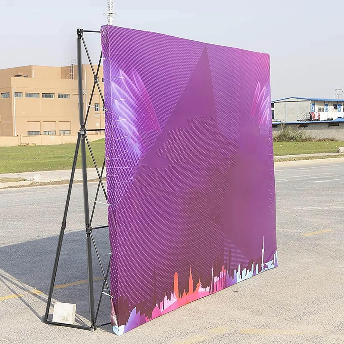 Este Soporte metálico para Carteles, Soportes desplegables de Tela tensada de Gran tamaño, Estructura para Stands de pancartas, Soporte para Fondos de ferias comerciales para Tiendas minoris
