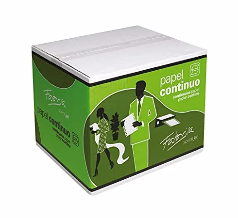 caja 2500 hojas papel continuo 1 hoja 70 g. 380 x 12" pautado azul