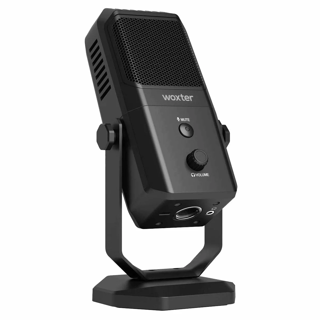 Woxter Mic Studio 100 Pro - Micrófono Profesional de Condensador (cardioide y omnidireccional, 3.5mm, tecnología vertigain, Compatible con Youtube, Skype, Twitch), Color Negro