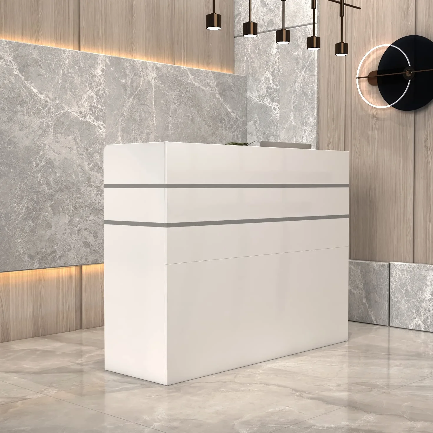 Mueble recepción mostrador oficina 3 cajones 120x48x110 cm Blanco