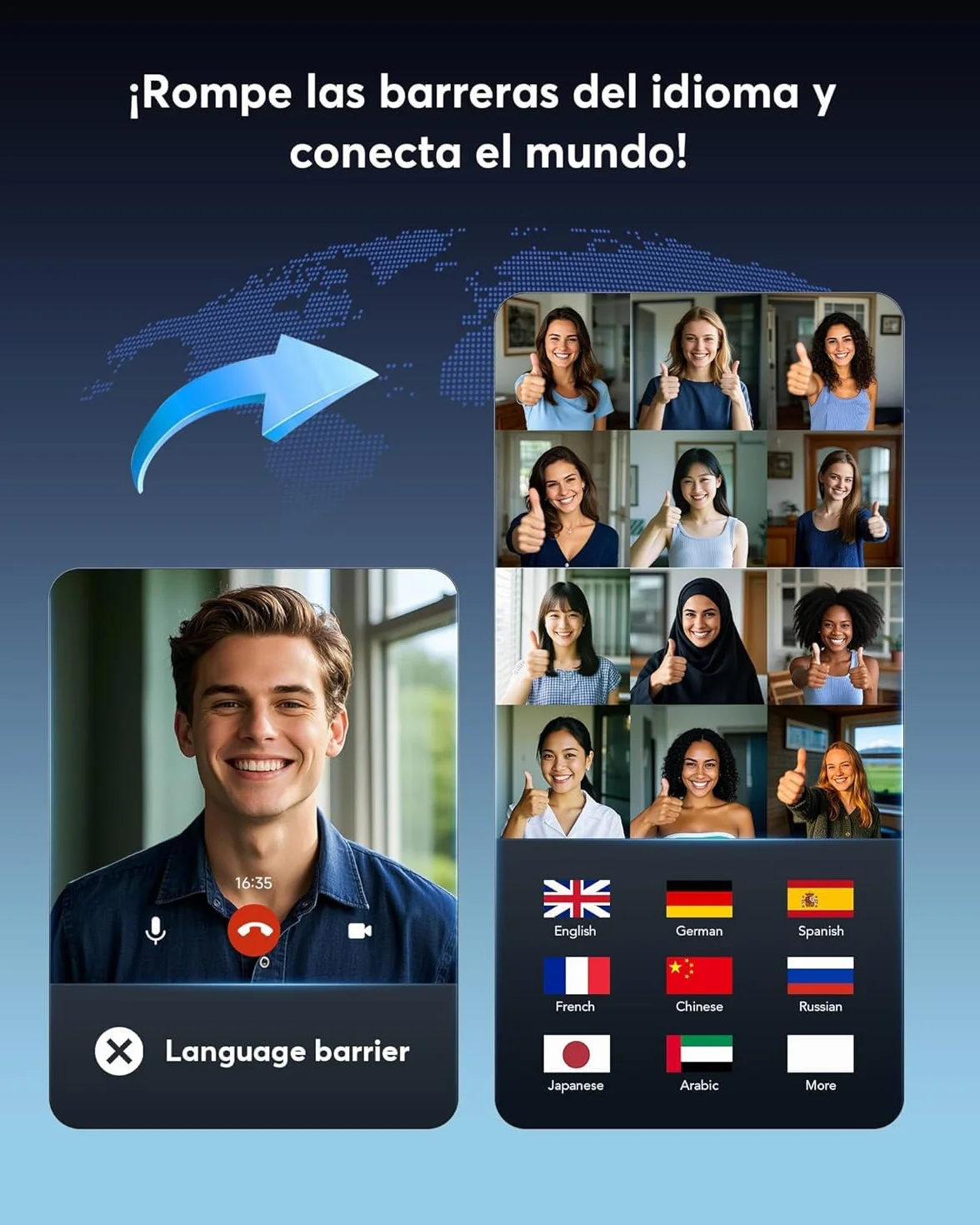 Paekole Auriculares Traductor en Tiempo Real con IA, Traductor Instantáneo de Voz 198 Idiomas, Auriculares Traductores Inalámbricos Abiertos 3 en 1, Bluetooth 6.1, 60H Batería para Reuniones y Viajes