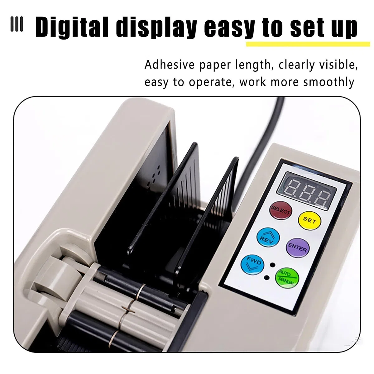 Dispensador de cinta eléctrica con función de memoria y pantalla LED, cortador automático de adhesivo para suministros de oficina, embalaje de almacén y uso escolar