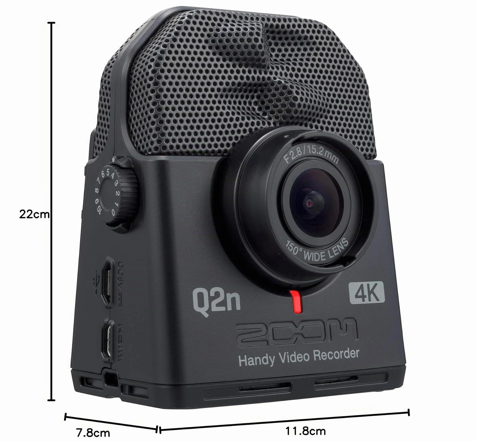 Zoom Q2n-4K Grabadora de audio y vídeo 4K/30P Ultra High Definition Video micrófonos estéreo lente gran angular