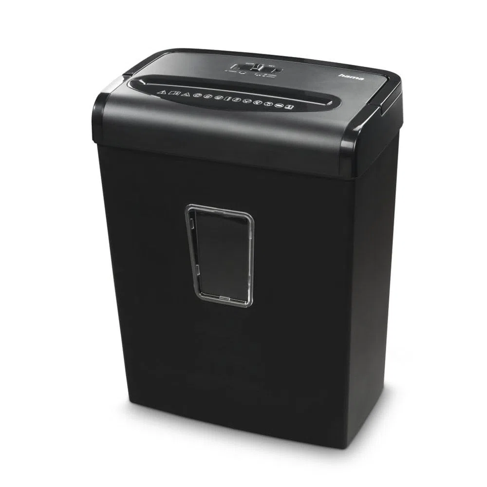 Hama |Trituradora de Papel Premium M8 Nivel Seguridad E-4,P-5,T-5,20L,Negro | Dimensiones 32,5 x 20,8 x 42 cm, MAX. Nivel de Ruido: 68 db, MAX. Velocidad de Corte: 2 m/min