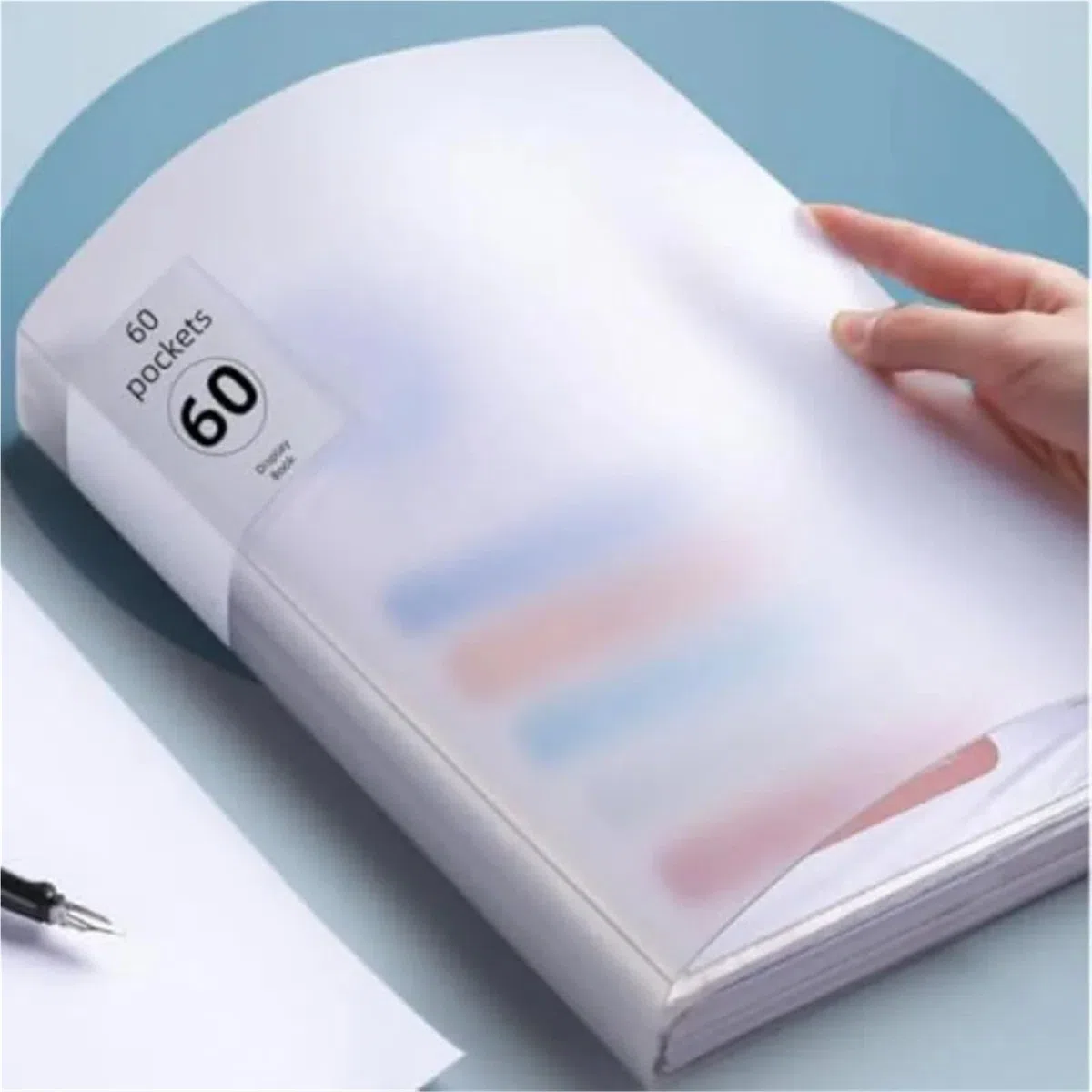 Carpeta portafolios con fundas de plástico, carpeta bolsillo protectores hojas transparentes, libro 60 páginas, 2 uds para Oficina,Colección(Pink)