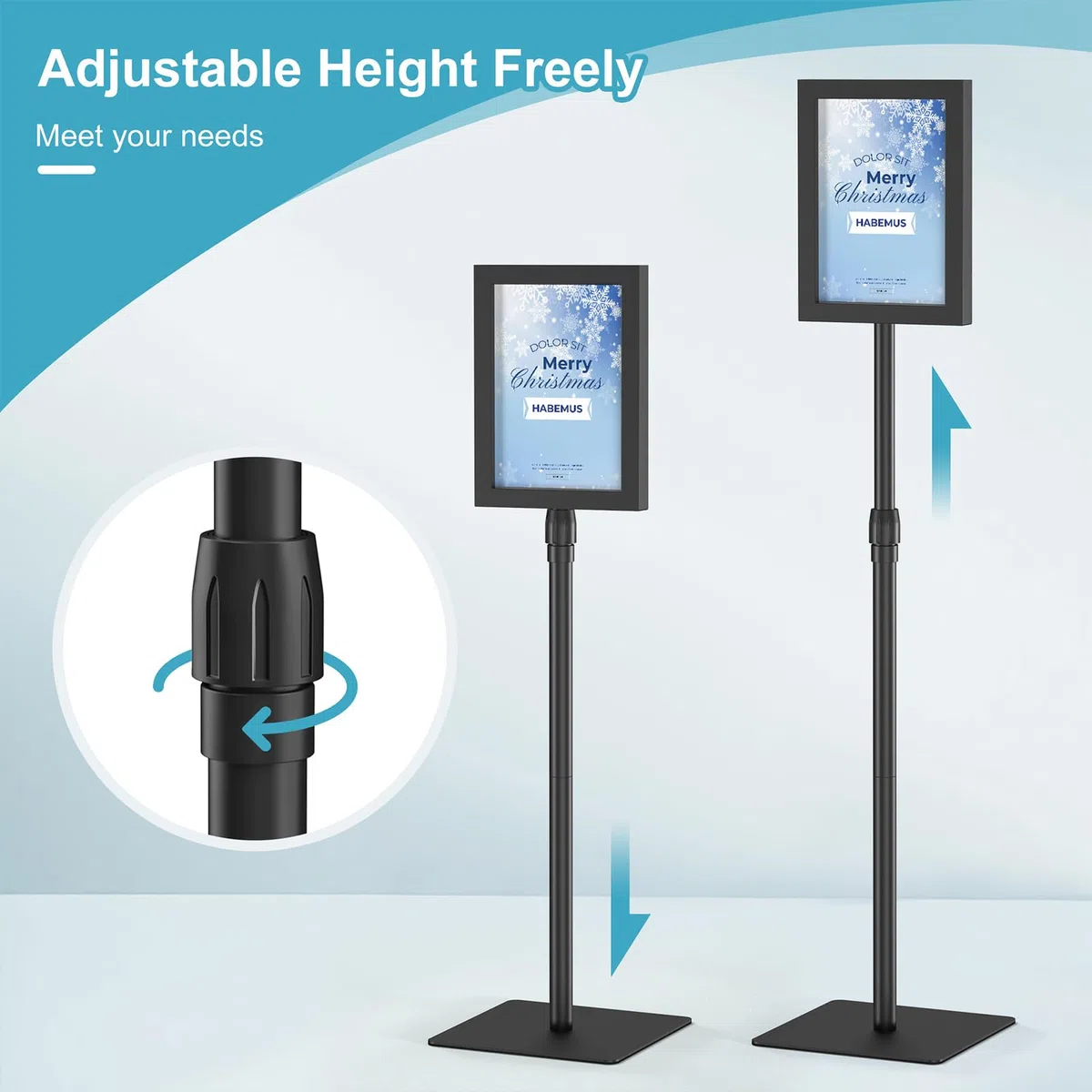 Relx Soporte ajustable para letreros al aire libre para exhibición, Porta Carteles, Soporte Carteles de suelo con base para eventos comerciales al por menor, 8.5 x 11 pulgadas