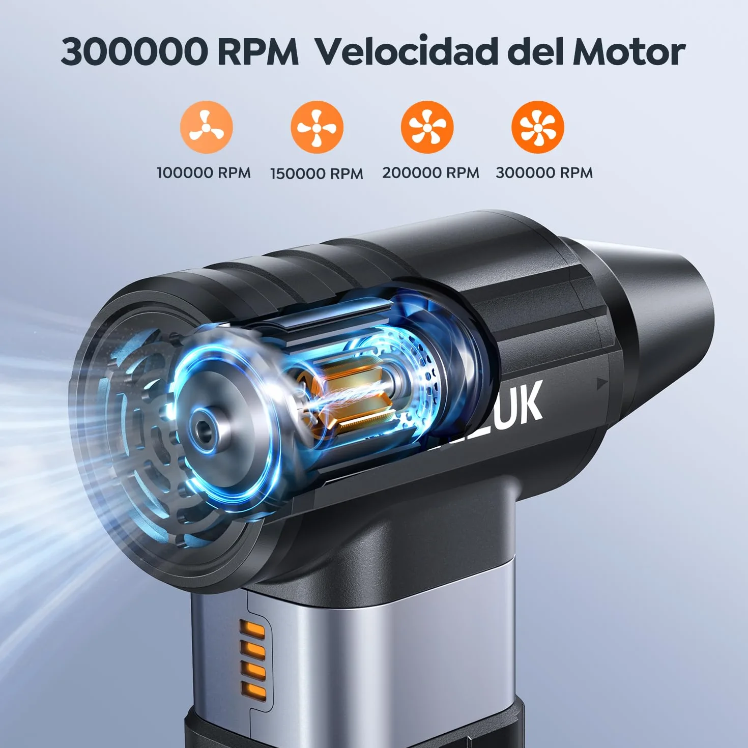 300000RPM Soplador de Polvo Eléctrico,4 Velocidades Recargable Aire Comprimido Limpieza PC con 10500mAh, Soplador Aire Comprimido para Laptop, Teclado, Coche