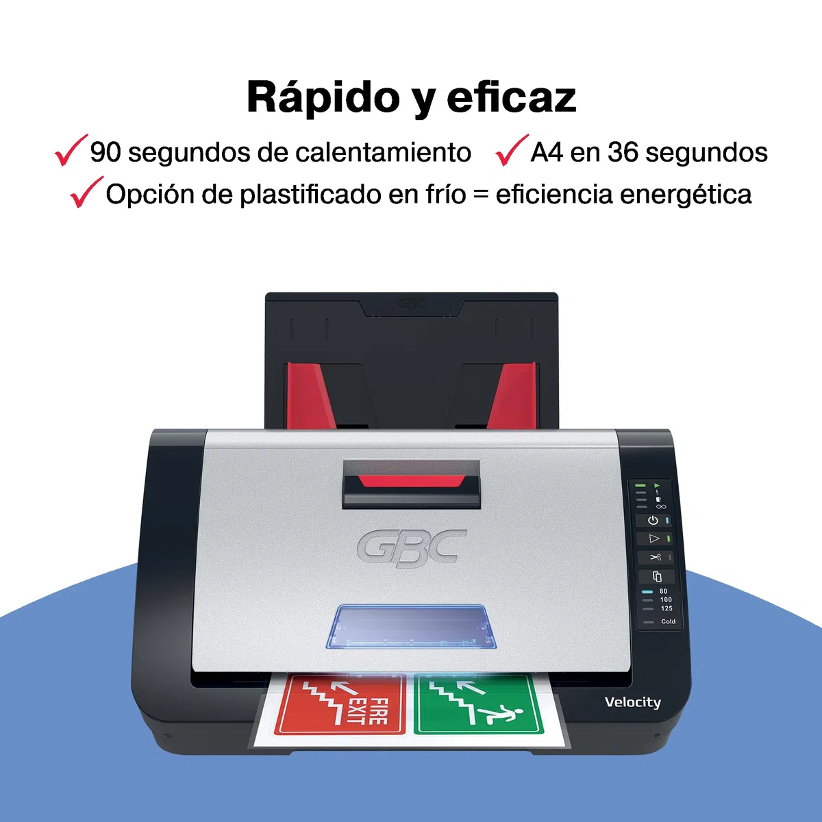 GBC Plastificadora Velocity Automática A4 - Máquina Plastificadora de Escritorio con Alineación y Corte Automático, Calentamiento y Ciclo Rápidos - Incluye Rollo Inicial 80 Micras - 42,5 x 23,5 x 34cm