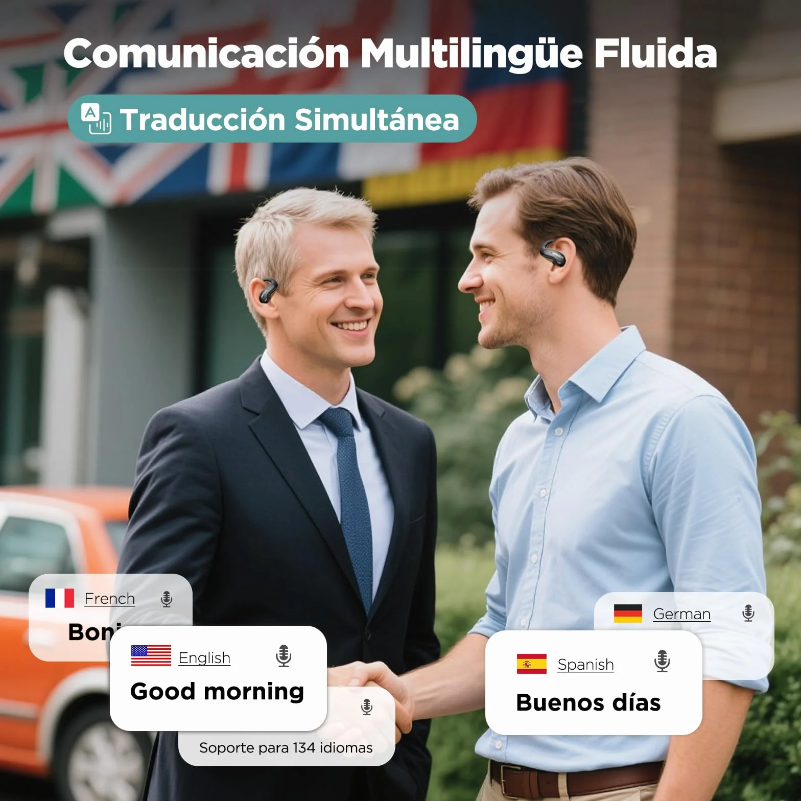 MINISO MS188 Auriculares Traductores de Idioma, 3 in 1 AI Auriculares Traductor en Tiempo Real 134 Idiomas, Auriculares Traductores Pantalla Táctil LCD OWS, Compatible con iOS y Android, Negro