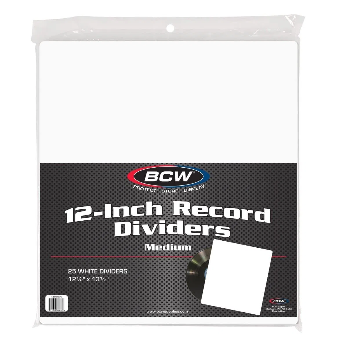 BCW 25CT 30cm RECORD DIVIDERS - MEDIUM - WHITE