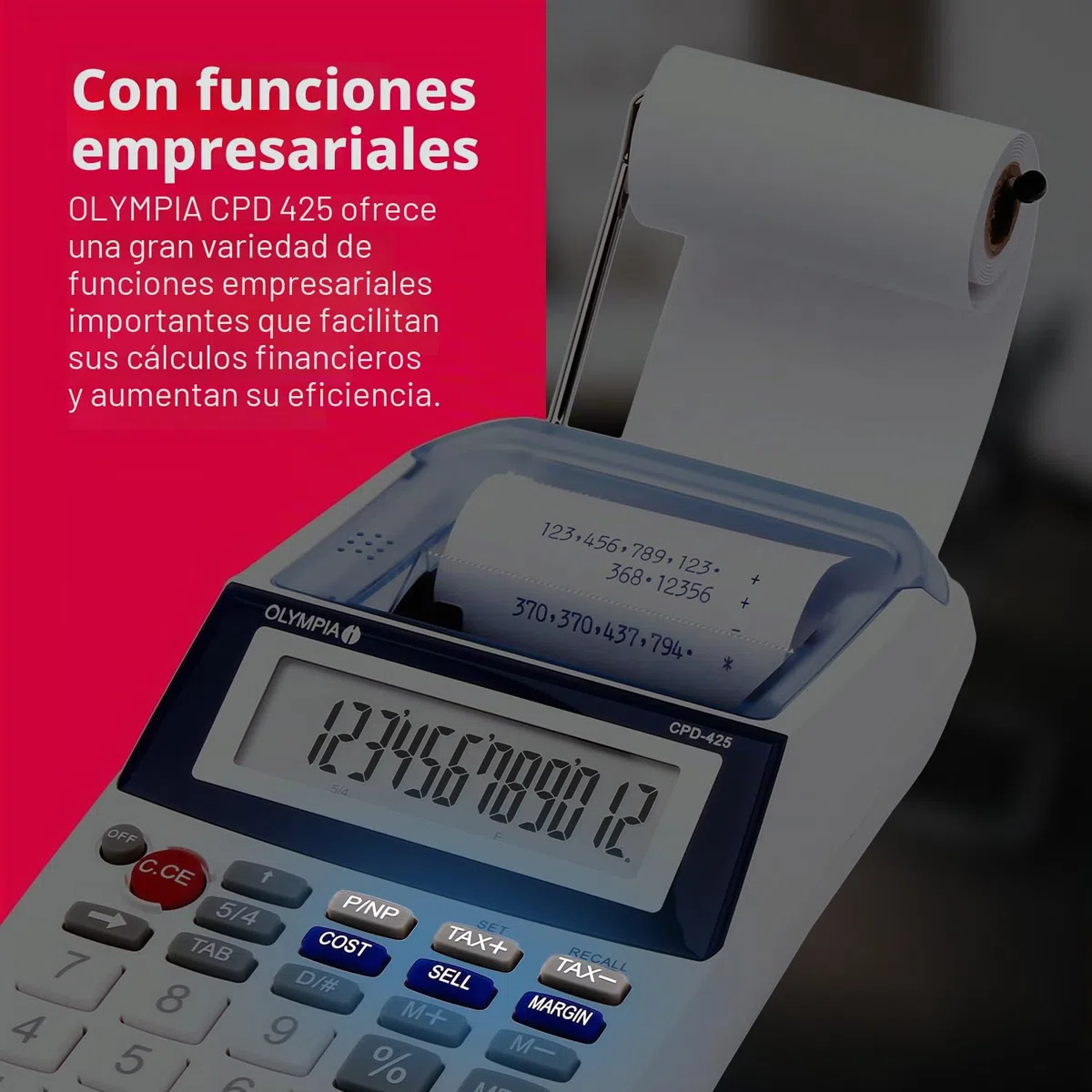 Olympia CPD 425 - Calculadora con impresión, pantalla LCD de 12 dígitos (119,9 x 102,2 x 45,7 mm)
