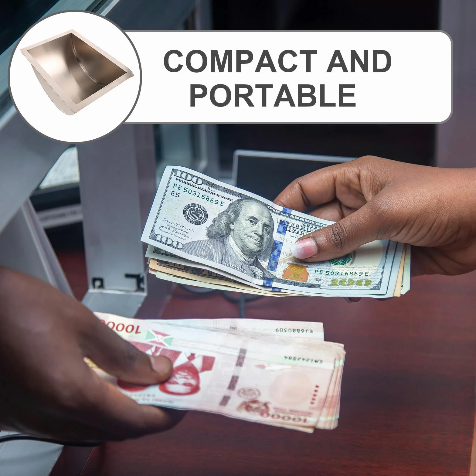 Abaodam Bandeja Organizadora de Dinero Diseño Ergonómico para Caja Registradora y Uso Versátil de Acero Inoxidable Adecuado para Ventanillas de Hospital y