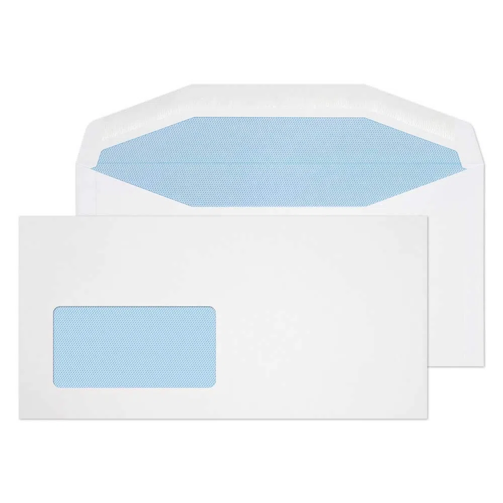 Blake Everyday | sobres DL+ (11.4 x 22.9cm) | 1000 unidades | 110 g/m² | certifcado PEFC y sostenible | sobres blancos con goma | con ventana | papelería | para oficinas y manualidades | modelo 8704