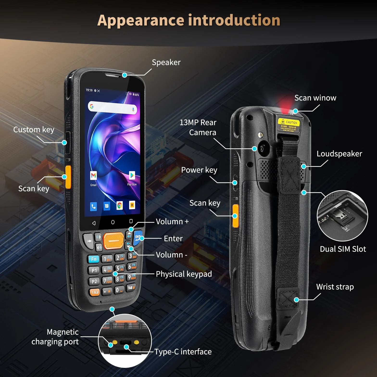 NETUM Escáner de Código de Barras Android 11, 4+64 GB, HS7 1D 2D, IP67 Q500