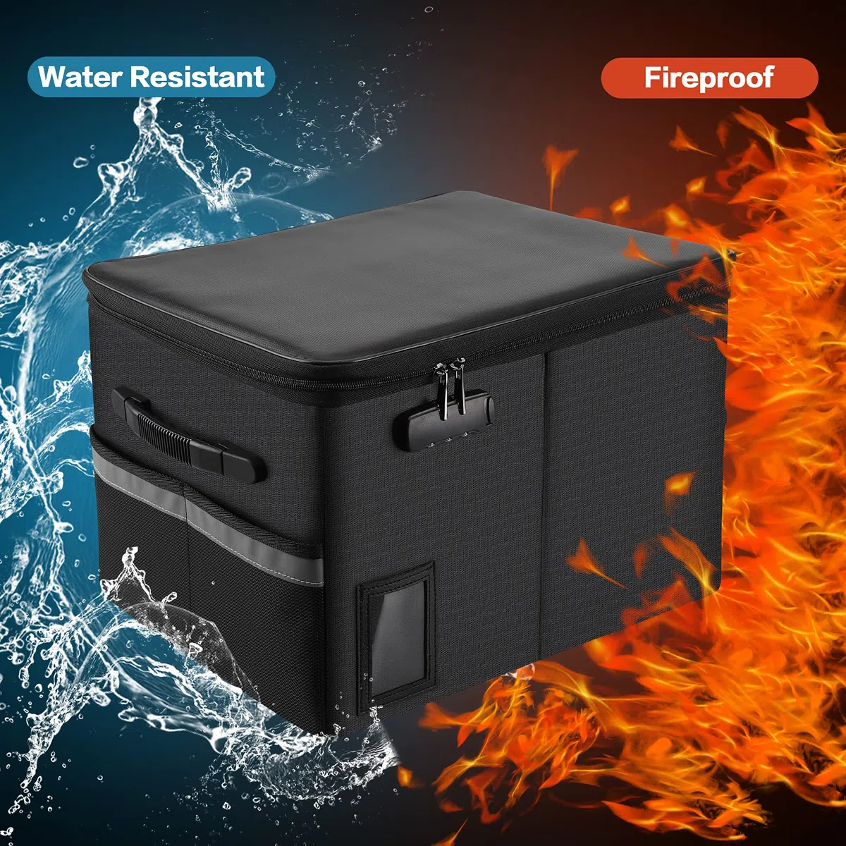Caja organizadora de documentos ignífuga, archivador de almacenamiento de gabinete con cerradura, caja fuerte portátil para colgar carpetas de cartas/legales de 6.3 x 5.1 pulgadas 11 pulgadas