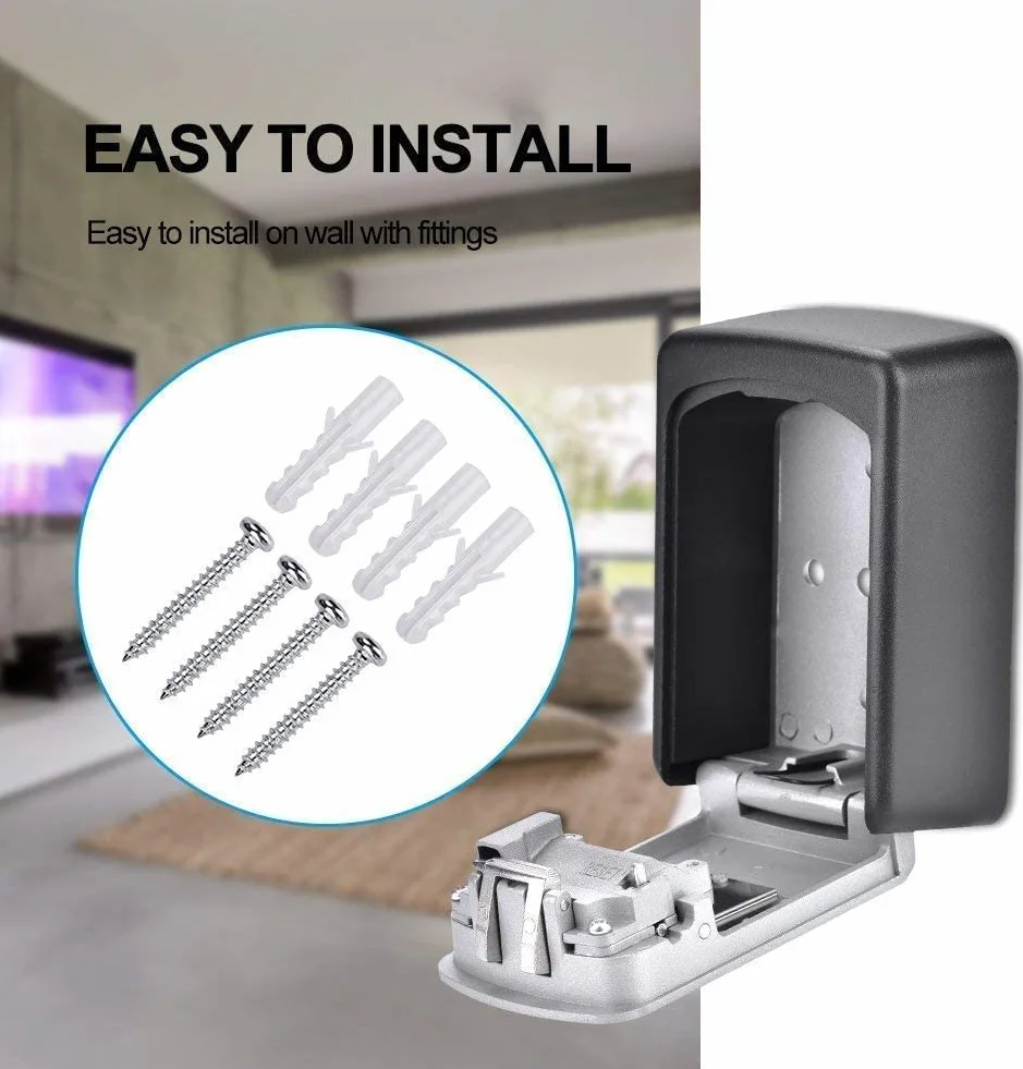 Caja Fuerte de Combinación para Llaves con Código de 4 Dígitos, Resistente al Agua y al Óxido, Montaje en Pared