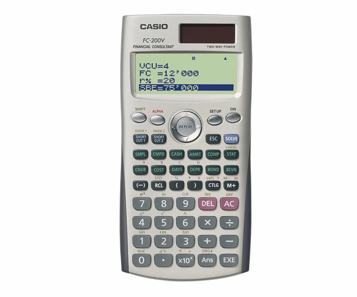Casio FC-200V - Calculadora financiera, 12.2 x 80 x 161 mm, dorado