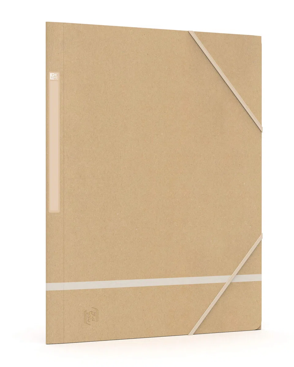 OXFORD Touareg 5 bolsas de cartón 3 solapas elásticas A4 - Funda para tarjetas recicladas, color beige y adhesivos surtidos
