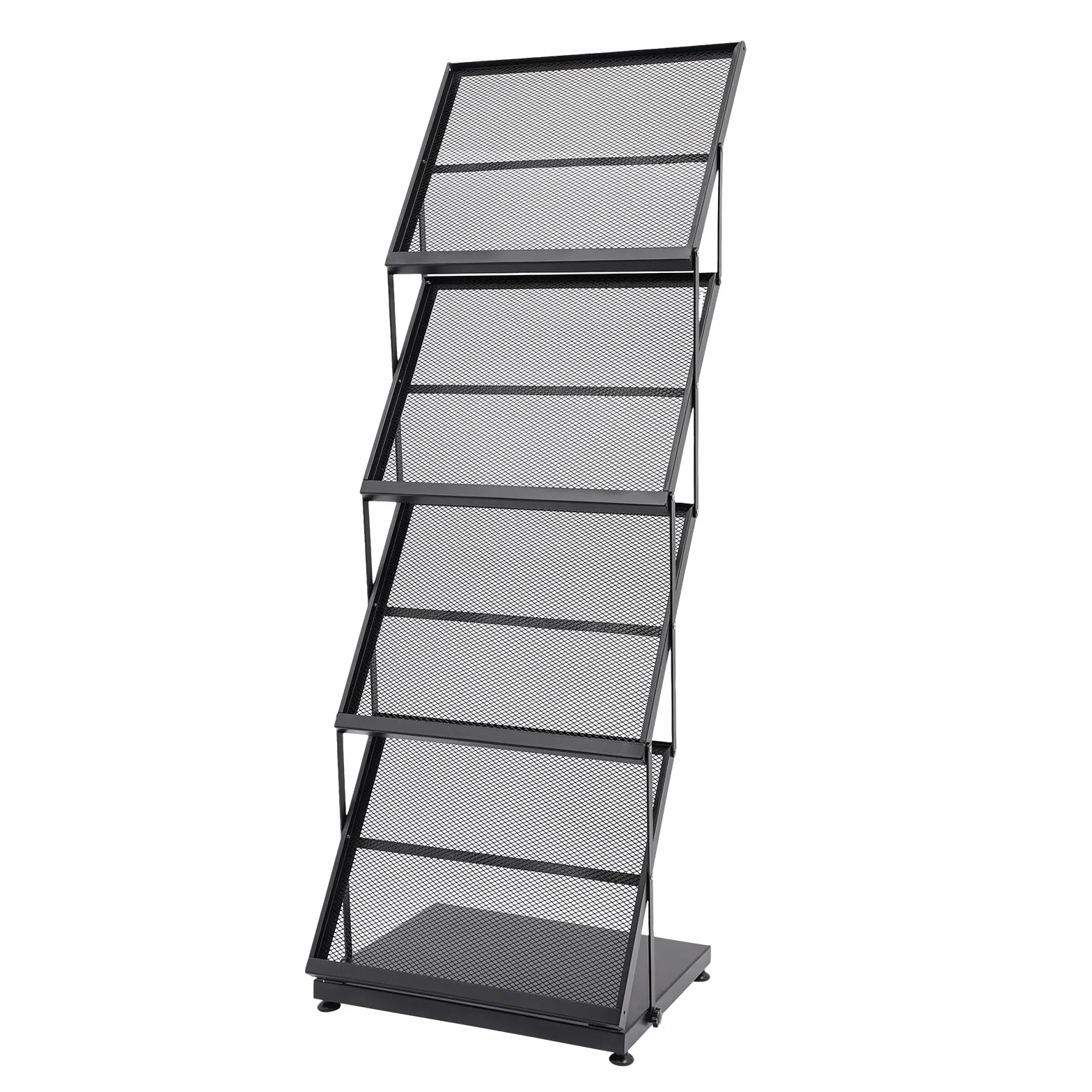 Expositor de Revistas Soporte Para Portafolletos Plegable de 4 Niveles, A3, Soporte Para Folletos de Suelo, Formato Vertical, Plegable, Para Casa, Oficina, Expositor