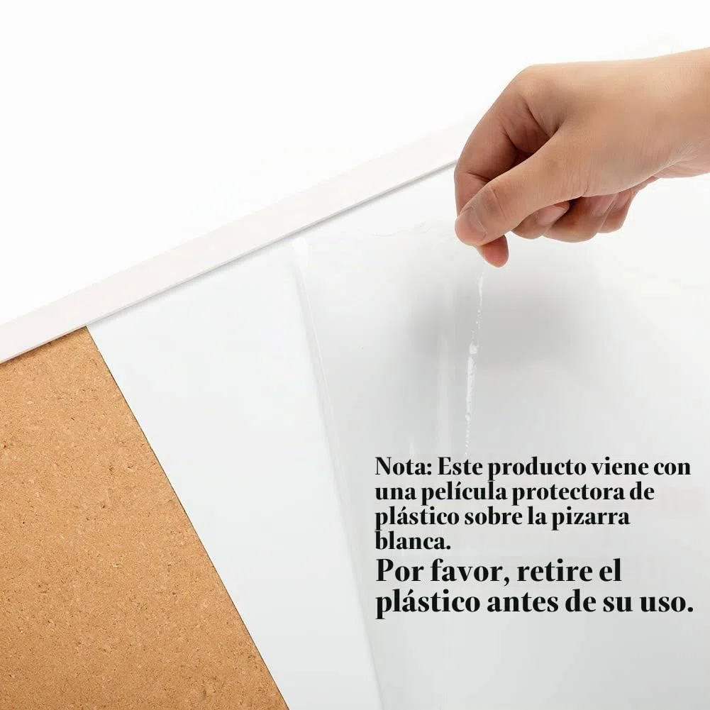 DOEWORKS 60 x 40cm Pizarra Mixta Pizarra Magnética Blanca & Tablón de Corcho, Tablero Combinado para Colgar, Tablero de Anuncios con Marco de Madera Blanco