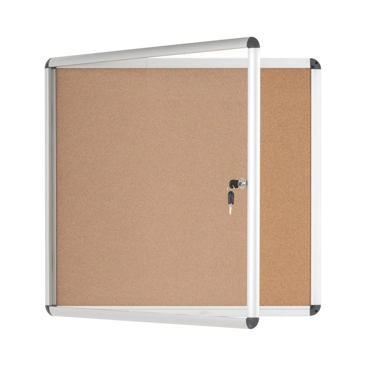 Bi-Office Enclore - Vitrina de interior de Corcho para 6 Hojas A4, con Puerta de Aluminio y Cerradura, 720 x 674 mm