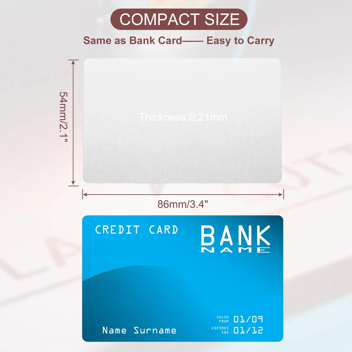 PATIKIL Tarjetas de visita de metal de 0,21 mm, paquete de 180 tarjetas de identificación en blanco con grabado láser de aluminio para tarjetas de regalo, color plateado