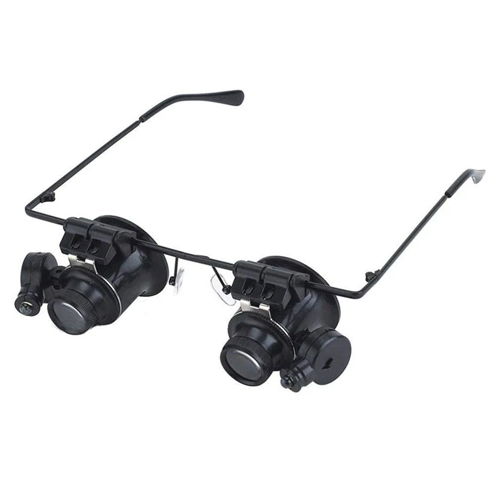 Lupa de reparación montada en la Cabeza, Lupa de Diadema para Gafas con luz LED, Lupa de 20 aumentos para relojero, joyero, Lupa de Lentes ópticas para Lectura/observación/repa,