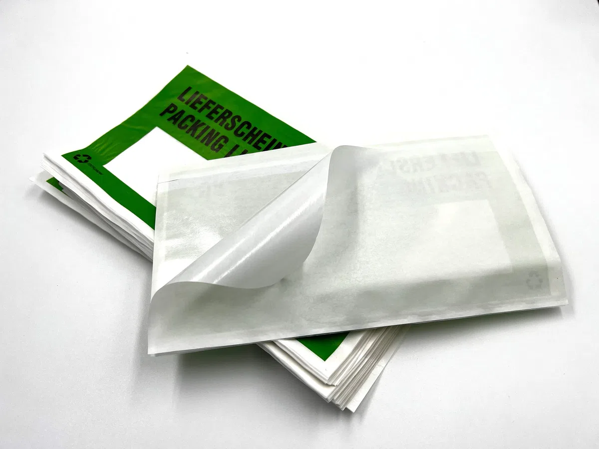 Sobres verdes de papel portadocumentos, para notas de entrega, facturas, recibos de devolución & Co - 250 unidades de fundas autoadhesivas - con dimensiones internas de 228x120 mm